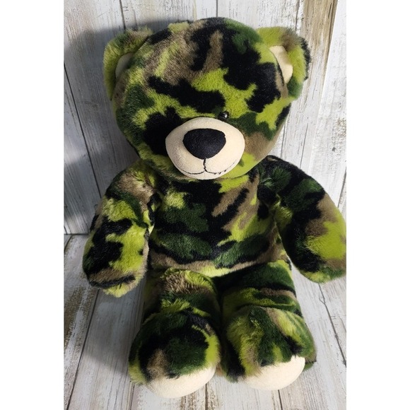 Build A Bear Camouflage Plush Teddy Bear Stuffed Animal Toy Green Brown - Picture 2 of 8
